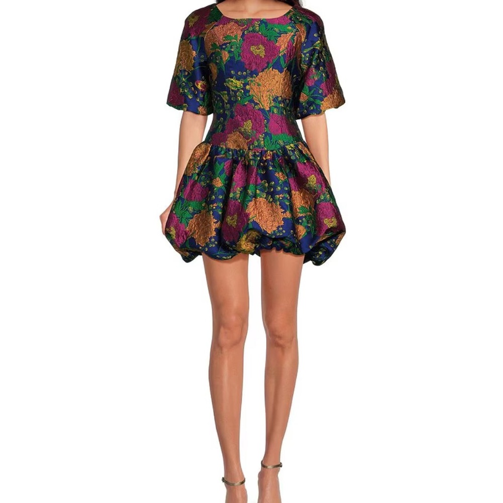 Iriana Floral Elisah Jacquard Bubble Mini Dress